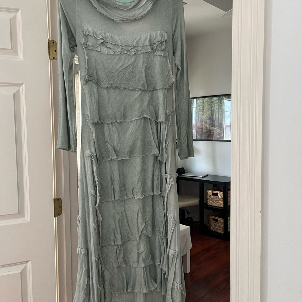 Product of Italy - Beautiful Sage Dress of Silk, Cotton and Viscose